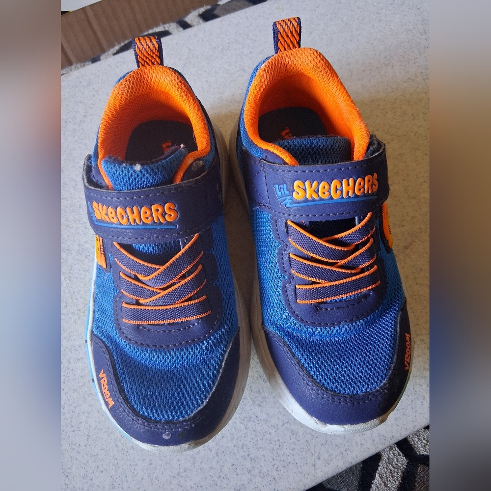 Skechers 407312N Kids Blue & Orange Athletic Sneakers size 9